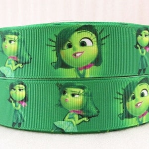 Cinta Inside Out de Disney Cinta de grogrén de alta calidad de 1" cortada a medida Cinta Emotion Disgust