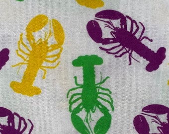 Mardi Gras Fabric 100% Cotton Fabric Fat Quarter Tumbler cut or Remnant New Orleans Carnival Party Crawfish