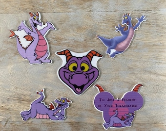 Figura de resina plana de Disney Figment Resins, Epcot Imagination Dragon, Purple Dragon (perfecta para decorar), set completo.