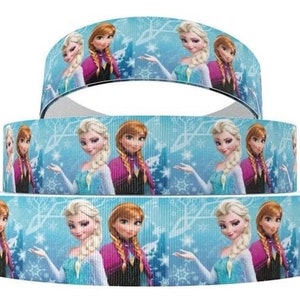 Disney Frozen Ribbon 1&quot; and 1.5&quot; High Quality Grosgrain Ribbon By The Yard Disney Princess Elsa Ribbon Anna Ribbon