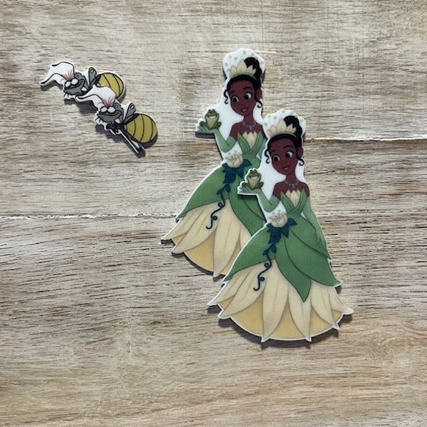 Complete SET of Disney Princess & the Frog Flat Back Planar Resin | Ray, Tiana | Hair Bow Center, Keyring Magnet, Scrapbooking Embellishment