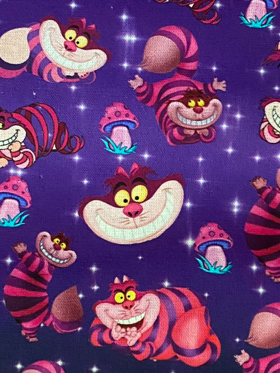 18x10 Disney Cheshire Cat Fabric 100 Cotton Fabric Remnant Alice in