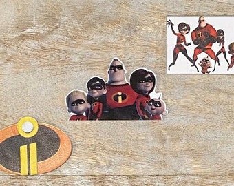 Disney Incredibles Resins Flat Back Planar Resin | Hair Bow Center, Keyring Magnet Scrapbooking Embellishment Superheroes Family