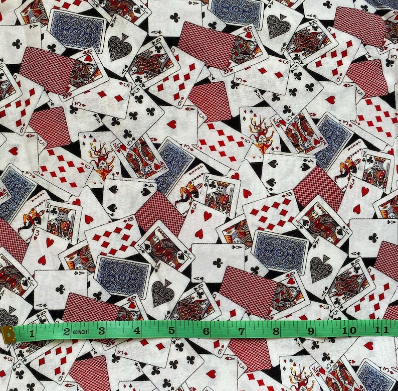 Playing Cards Fabric 100% Cotton Fabric Fat Quarters Eighths Tumbler ...