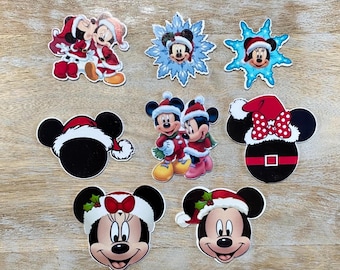 Disney Julharts Flat Back Planar Resin | Musse Mimmi Pigg Resin Jultomtens Slott Snöflingor Komplett SET Julharts
