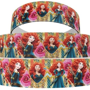 Disney Merida Ribbon 1&quot; and 1.5&quot; High Quality Grosgrain Ribbon By The Yard Disney Brave Princess Ribbon Pixar Inspired Florals