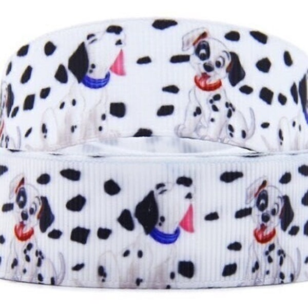 Disney 101 Dalmatians Ribbon 1" and 1.5" High Quality Grosgrain Ribbon By The Yard Dogs Spots Dalmatian Puppies Puppy Lucky Patch