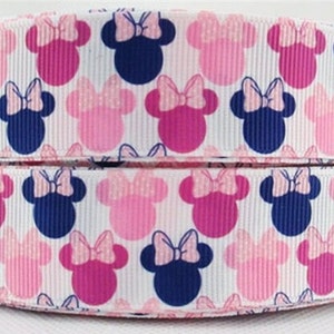 Disney Minnie Ribbon 1", 1.5", and 2" High Quality Grosgrain Ribbon By The Yard | Mickey Icons Pink Hair Bows Wreaths Scrapbooking crafts