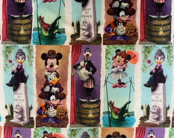 Tecido Disney Haunted Mansion 100% algodão Fat Quarters Tumbler Cut Personagens Disney Pinturas elásticas Mickey Minnie Donald Pateta
