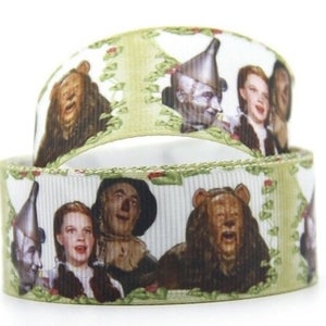 Cinta de grogrén de alta calidad de 1 pulgada de El mago de Oz cortada a medida, Dorothy, el hombre de hojalata, el espantapájaros, el león cobarde, Toto, Kansas