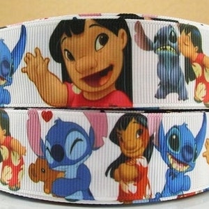 Disney&#39;s Lilo and Stitch Ribbon 1&quot; High Quality Grosgrain Ribbon By The Yard | Hair Bows, Scrapbooking, Wreaths, Pin Lanyards, Keychains