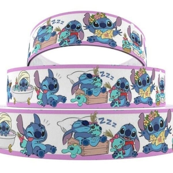 Disney's Lilo and Stitch Ribbon 1", 1.5" and 2" High Quality Grosgrain Ribbon By The Yard | Hair Bows, Scrapbooking, Wreaths, Bookmark More