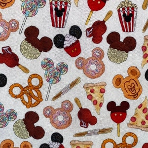 Disney Theme Park Snacks-stof 100% katoenen stof op maat gesneden Mickey Treats Park Treats Pretzel Popcorn