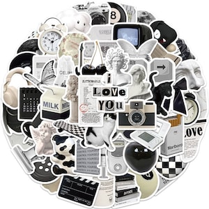 Dark Academia Stickers Pack | Water Resistant | Scrapbooking Journaling Classical Art Black and White Mixed Media
