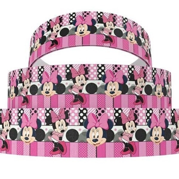 Disney Minnie Mouse Ribbon 1" and 1.5" High Quality Grosgrain Ribbon By The Yard Disney Ribbon | Hair Bow Ribbon, Lanyard, Scrapbooking More