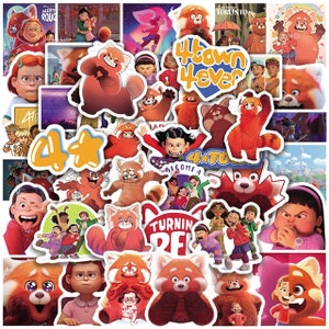 May include: A collection of colorful stickers featuring red pandas, characters, and text. The stickers are on a white background and include phrases like "Town Forever" and "Turnin' Red".