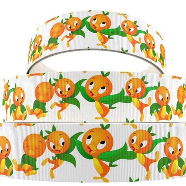 Disney Orange Bird Ribbon 1", 1.5" and 2" High Quality Grosgrain Ribbon By The Yard | Adventureland Bird Great for Hair Bows Wreaths more