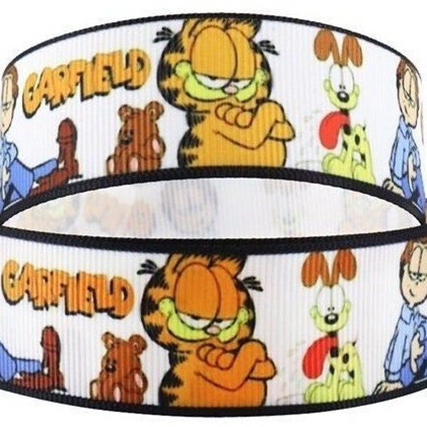 Garfield Ribbon 1" High Quality Grosgrain Ribbon By The Yard Classic Cartoon Odie Great for Hair Bows, Wreaths, Keychains Scrapbooking More
