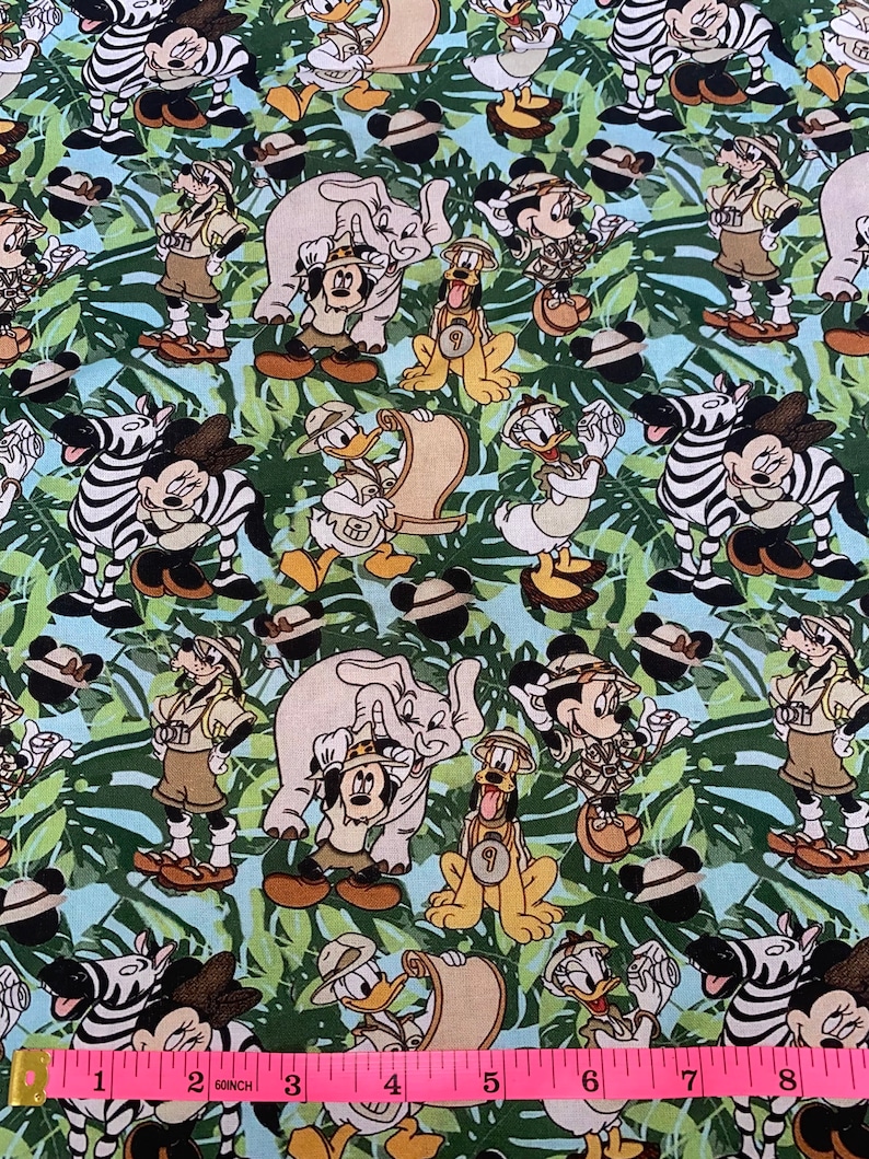 Disney Animal Kingdom Fabric 100 Cotton Fabric by the Yard Etsy