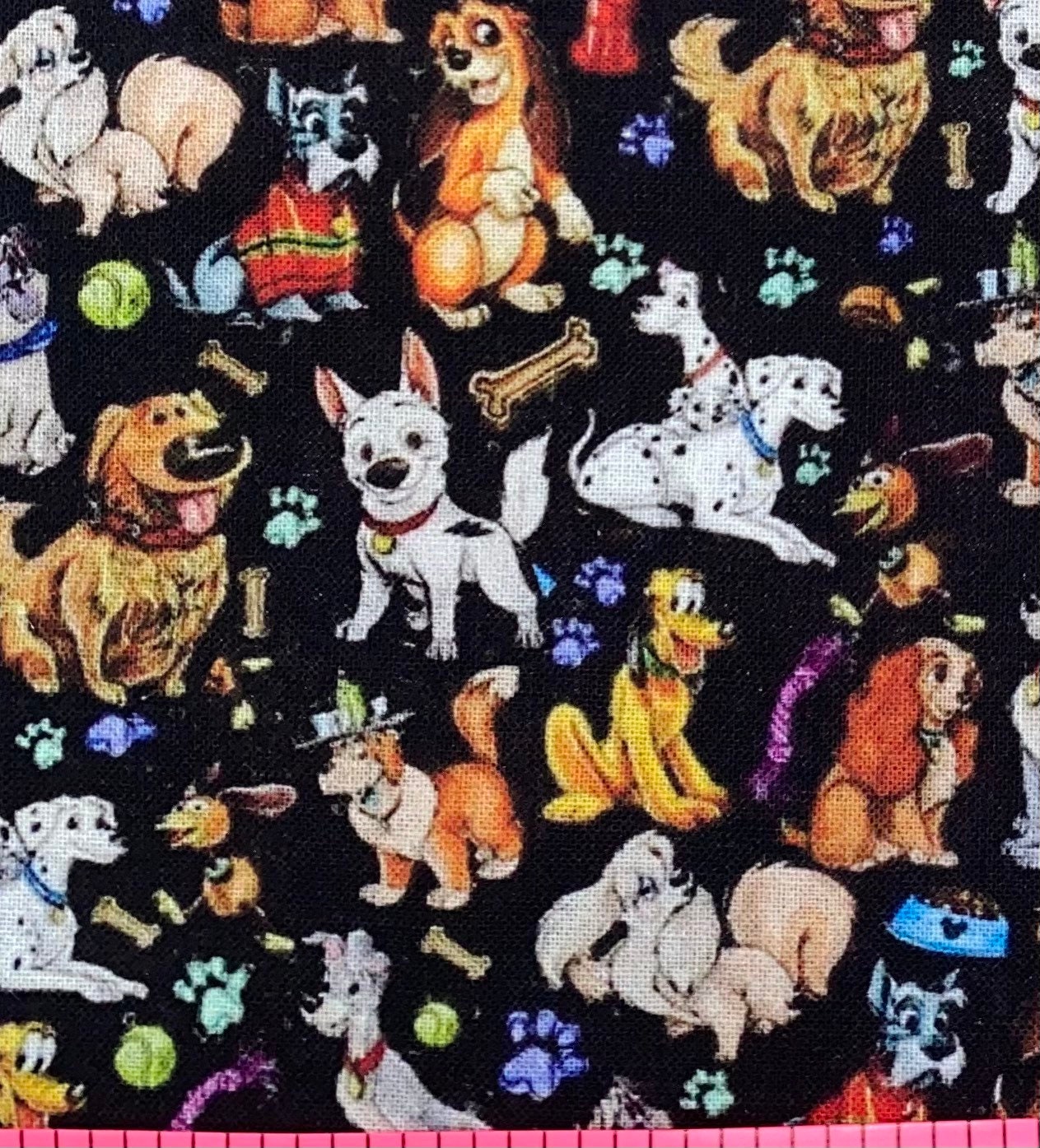 Disney Dogs Fabric Collage 100% Bolt Cotton Nana Quarter Pluto and Cut - Etsy Fabric Lady Fat Tumbler Tramp More Dug Dalmatians Bolt Pluto Singapore Copper