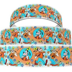 Disney Goofy Ribbon 1&quot; and 1.5&quot; High Quality Grosgrain Ribbon By The Yard Goof Deputy Dog Colorful Beautiful Ribbon Disney Dogs Ribbon
