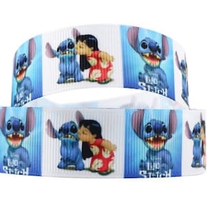 Lilo and Stitch Ribbon 1" High Quality Grosgrain Ribbon By The Yard Movie Inspired Characters Disney Ribbon