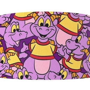 Disney Figment Ribbon 3/8&quot;, 1&quot; and 1.5&quot; High Quality Grosgrain Ribbon By The Yard Epcot Journey Into Imagination Purple Dragon