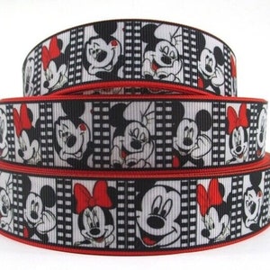 Disney Mickey & Minnie Mouse Ribbon 1&quot; High Quality Grosgrain Ribbon By The Yard Movie Reel Disney Ribbon