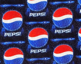 Pepsi Fabric 100% Cotton Fabric by the Yard Soda Coke Beverage Drink Vintage Logo Bottle Design