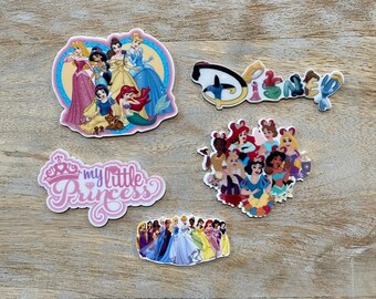 Resinas de princesas Disney / Resina plana con parte trasera plana / Logotipo de Ariel, Bella, Cenicienta, Aurora y Princesa / Perfecto para embellecer cualquier proyecto