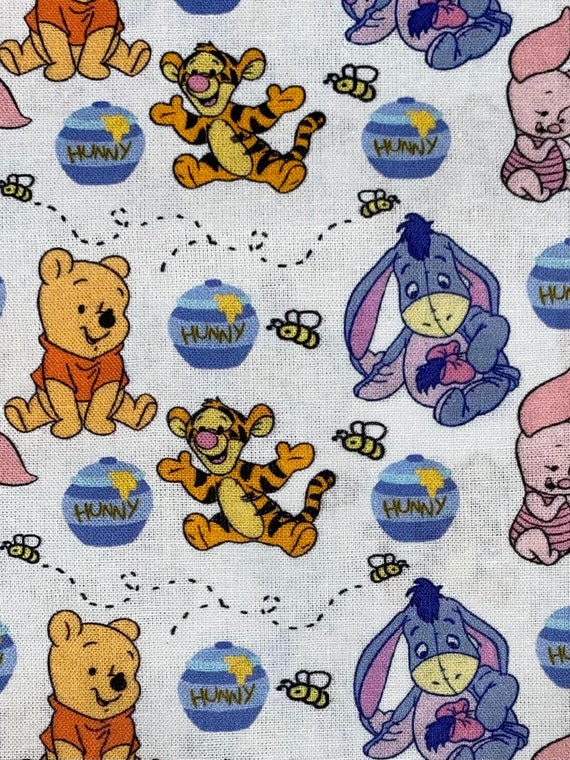 Winnie The Pooh Fabric 100% Cotton Fabric Fat Quarter Tumbler Cut Eeyore  Tigger Piglet Roo Baby Babies Fabric