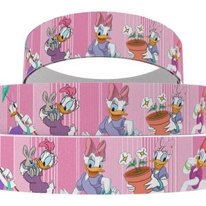 Disney Daisy Duck Ribbon 1&quot; and 1.5&quot; High Quality Grosgrain Ribbon By The Yard Pink Daisy Ribbon