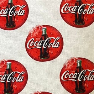 Coca-Cola Fabric 100% Cotton Fabric Fat Quarters Fat Eighths Tumbler Cuts Coke Fabric Classic Coke Beverage