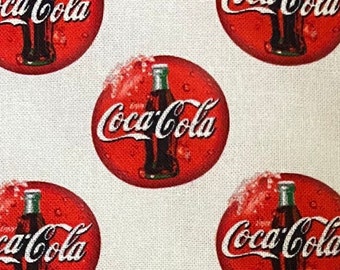 Coca Cola Fabric Fat Quarter Fat Eighth Tumbler Cut Vintage Logo Cotton Red Soda Quilting Sewing Fabric