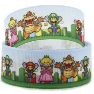 Super Mario Brothers Ribbon 1 "& 1,5" Hochwertiges Ripsband Schüttgut Super Mario Bros Luigi Spiel Inspiriert Bowser