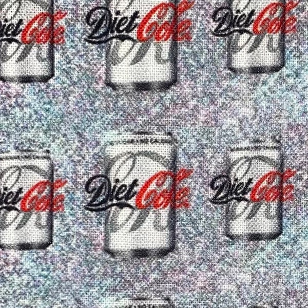 Diet Coke Fabric 100% Cotton Fabric by the Yard Soda Pop Drink Coca Cola Fabric