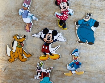 Żywica Disney Mickey Friends | Żywica planarna z płaskim tyłem | Środek kokardy do włosów, brelok, magnes, ozdoba Fab Five Goofy Minnie Donald Pluto