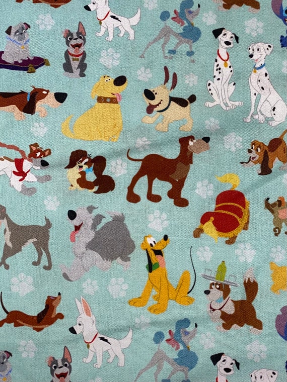 Disney Dogs Fabric 100% Cotton Fabric by the Yard Pluto Dalmatians Stitch  Doug Max and More Collage 