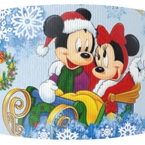 Disney Christmas Ribbon 1&quot; or 1.5&quot; High Quality Grosgrain Ribbon By The Yard Hair Bows, Wreaths Scrapbooking Mickey Minnie Mouse Sleigh Ride