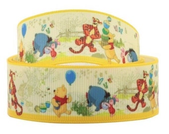 Winnie The Pooh Ribbon 1" High Quality Grosgrain Ribbon By The Yard Disney Tigger Piglet Eeyore Vintage Inspired