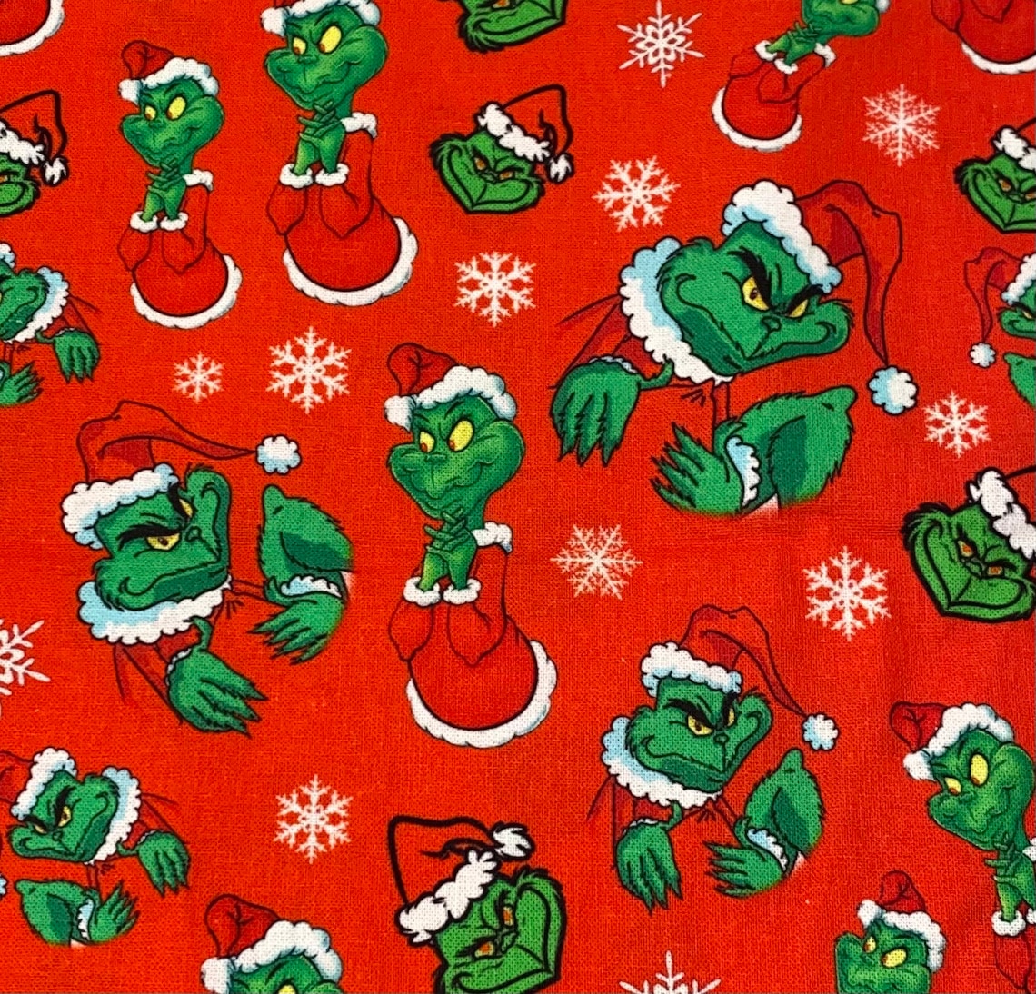 Grinch Merry Grinchmas 100 Cotton Fabric by the Yard Etsy