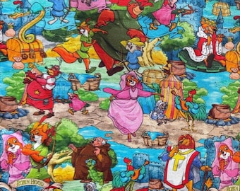 Tela Disney Robin Hood Tela 100% algodón Cuartos gordos Octavos gordos Corte vaso Lady Marian Skippy Clásico Disney