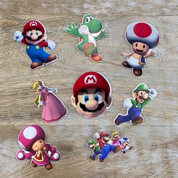 Mario Flat Back Planar Resin | Luigi, Yoshi, Toad, Princess Peach | Hair Bow Center, Keyring, Magnet, Scrapbooking Embellishment
