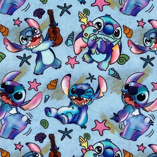 Blue and Pink Stitch Fabric Anime Cartoon Cotton Fabric by the - Etsy
