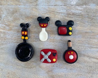 Żywice 3D Myszka Miki 3D płaskie z żywicy | Kokardki do włosów, breloki, magnesy, ozdoby do scrapbookingu i inne Żywice kuchenne Disney Mickey