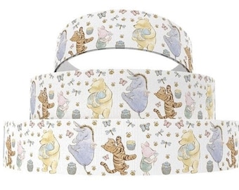 Disney Winnie The Pooh Ribbon 1&quot;, 1.5&quot; or 2” High Quality Grosgrain Ribbon By The Yard Disney Tigger Piglet Eeyore Vintage Inspired Classic
