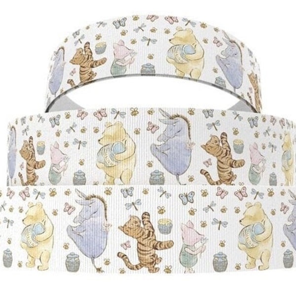 3/8" Disney Winnie The Pooh Ribbon High Quality Grosgrain Ribbon By The Yard Disney Tigger Piglet Eeyore Vintage Inspired Classic