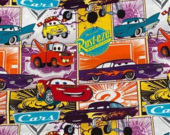 Disney Cars Land Fabric 100% Cotton Fabric Fat Quarter Tumbler Cuts Fat Eighths Lightning McQueen Mater Sally Cruz Cal Cars Fabric