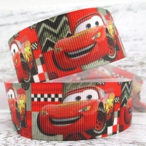 Disney Cars Ribbon 1&quot;, 1.5” and 2” High Quality Grosgrain Ribbon By The Yard Movie Film Inspired Lightning McQueen Racing Car Fast