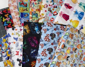 Lot de 10 sacs en tissu Fat Quarters Disney pas de doublons Tissu en mélange polyester/coton 10 Fat Quarters